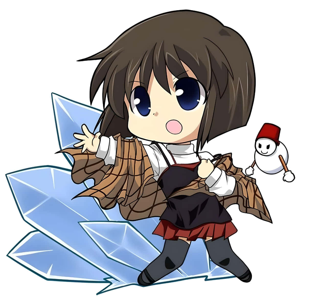Shiori Misaka, chibi anime girl, brown hair, SD Desktop Wallpaper
