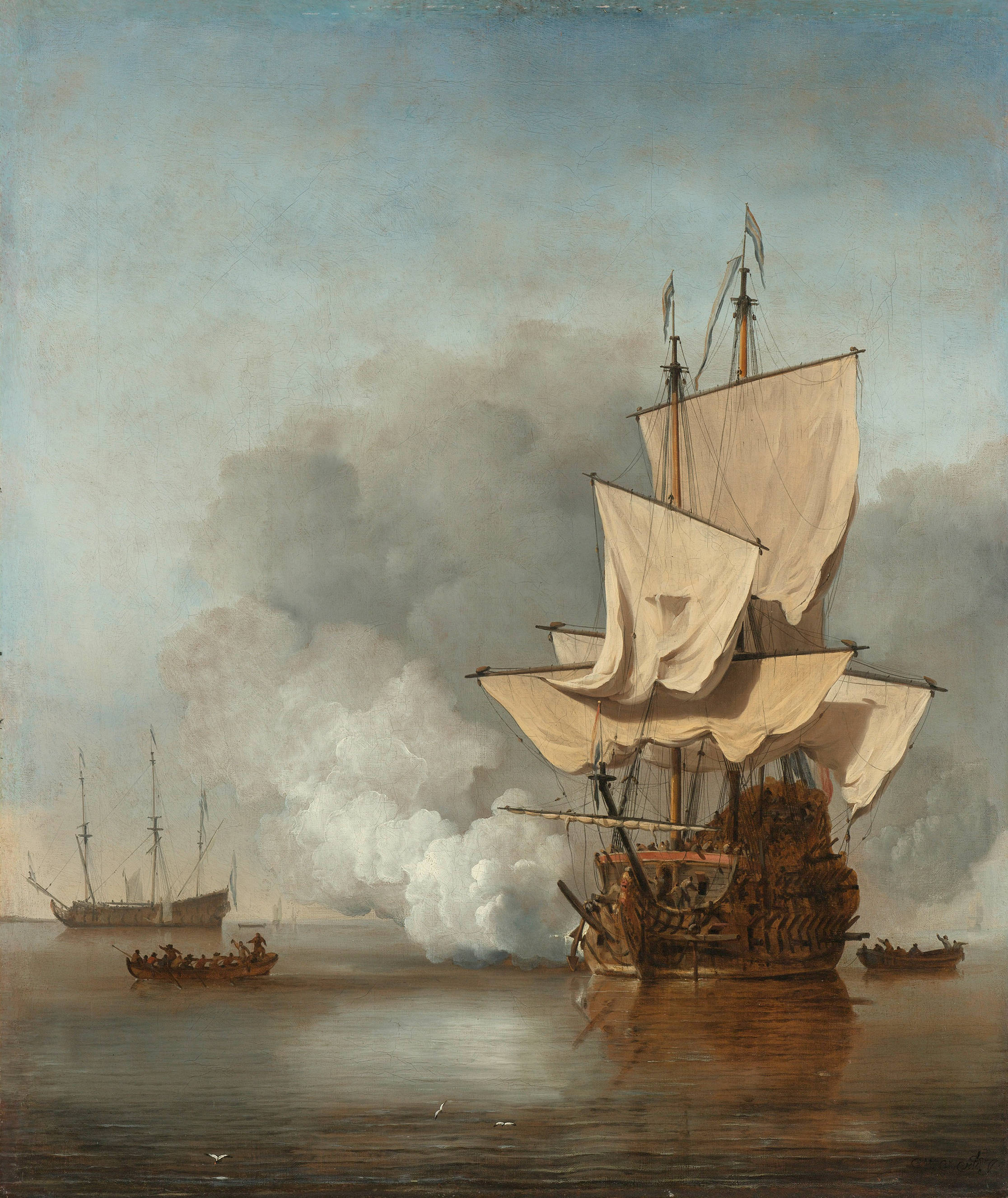 painted galleon ship, historic warship, naval battle, 2K Phone Wallpaper