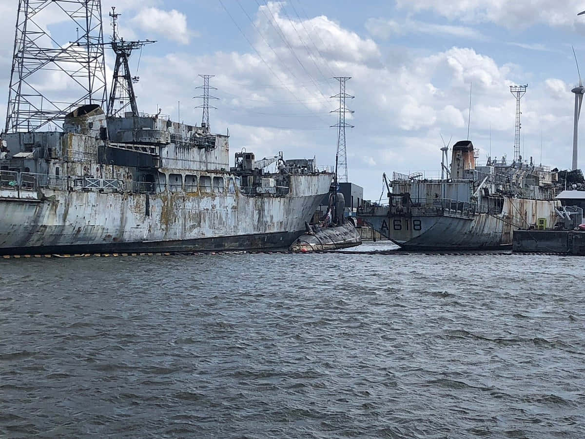 decommissioned shipsat, dockside, harbor, SD Desktop Wallpaper