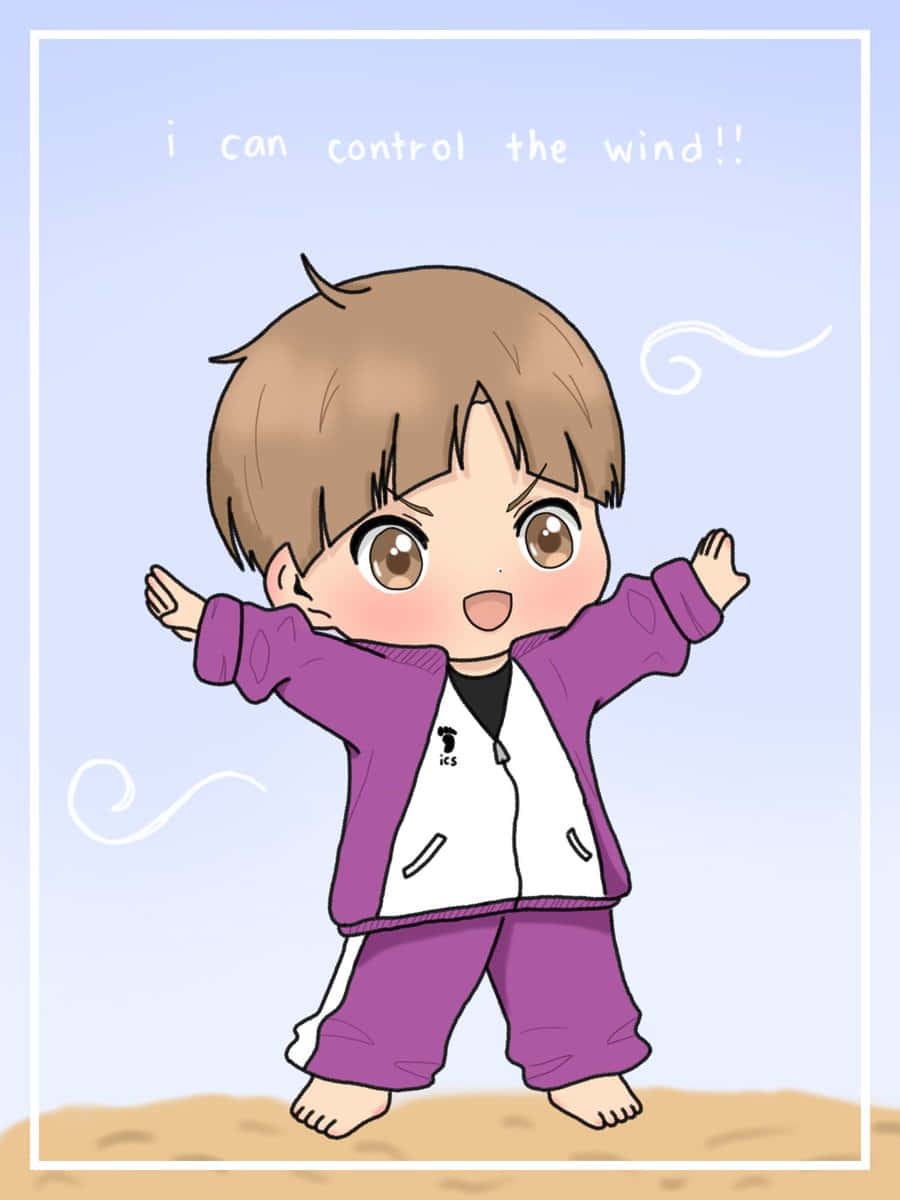 Shirabu Kenjirou, chibi anime boy, purple pajamas, SD Phone Wallpaper