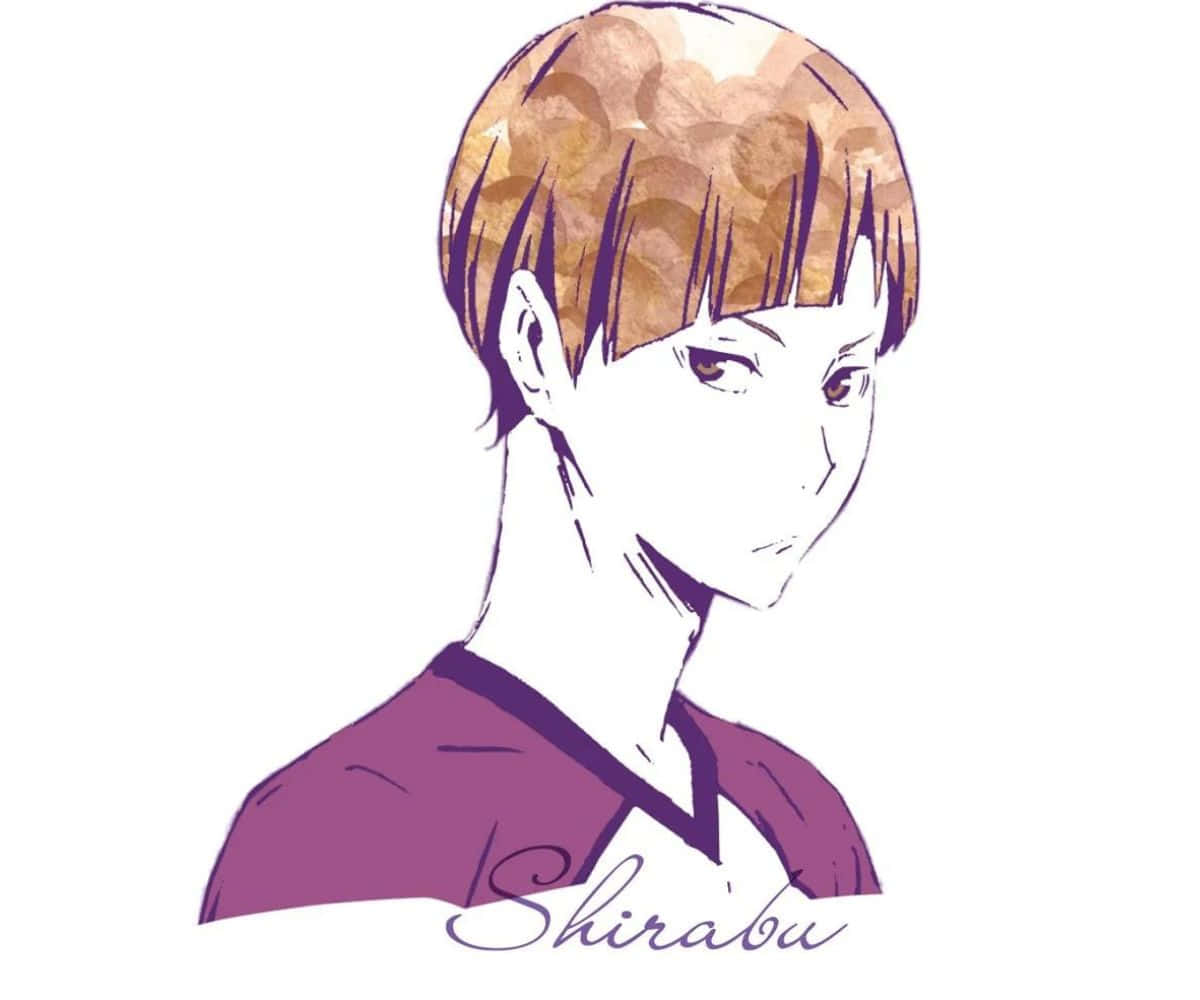 Shirabu Kenjirou, volleyball court, purple shirt, SD Desktop Wallpaper