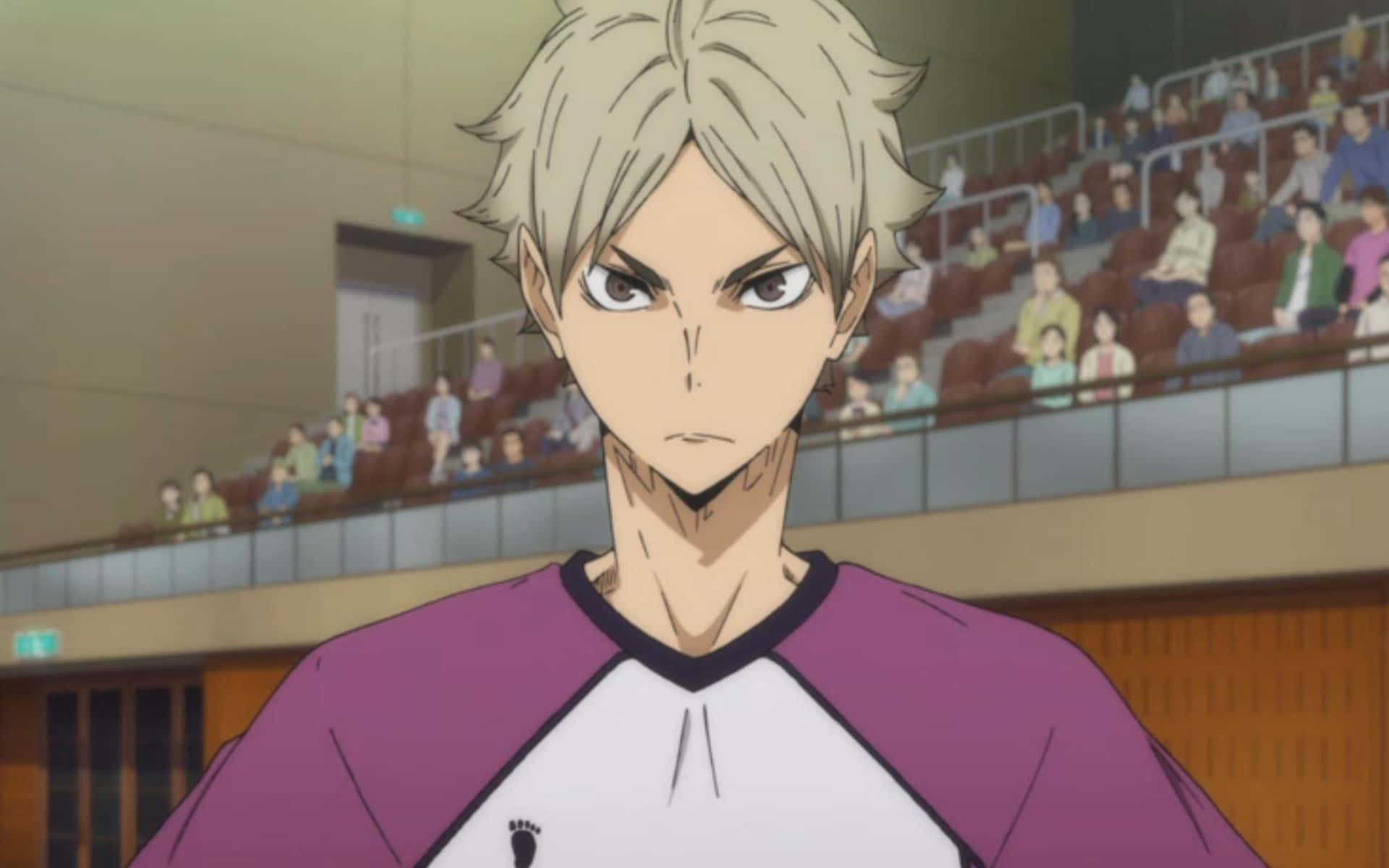 Shirabu Kenjirou, anime volleyball player, spiky blonde hair, Full HD Desktop Wallpaper