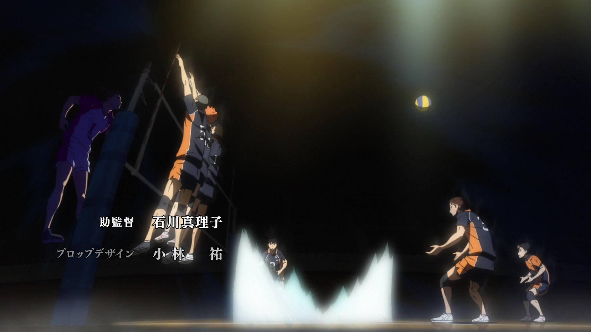 Shiratorizawa, anime volleyball players, dark gym, Full HD Desktop Wallpaper