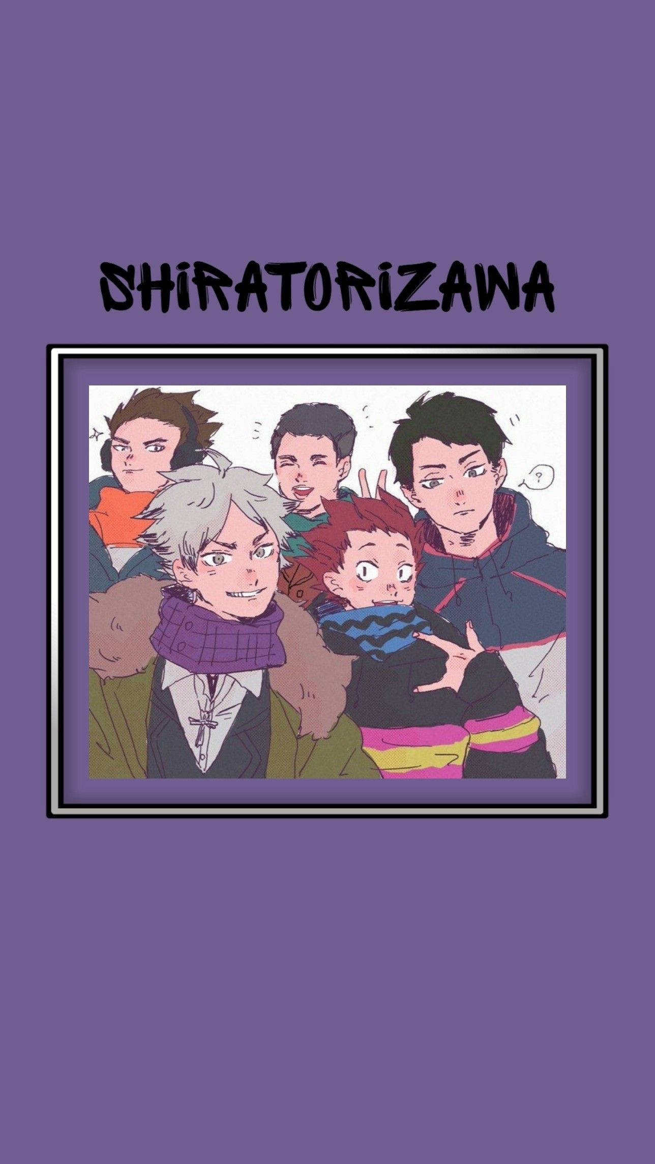 Shiratorizawa, winter clothes, purple background, Full HD Phone Wallpaper