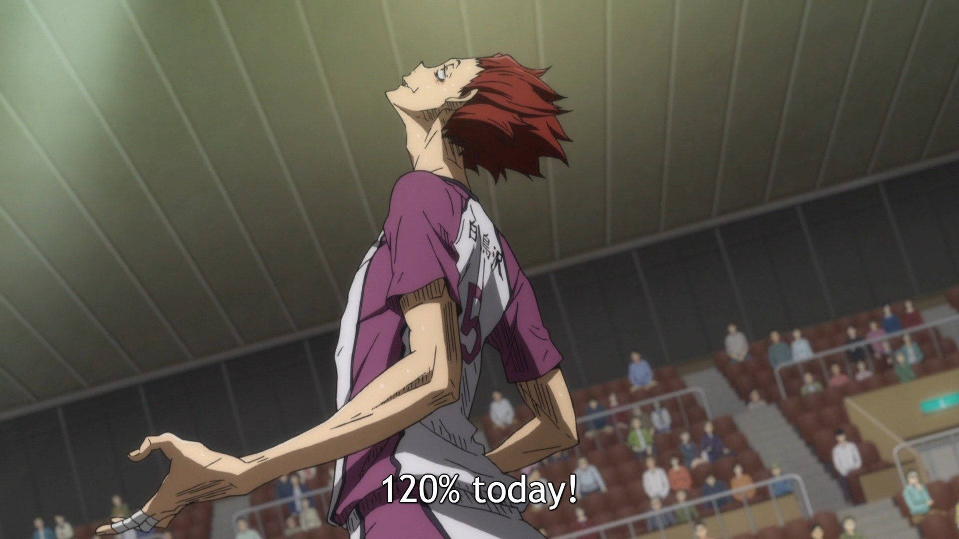 Shiratorizawa, purple jersey, red-haired anime volleyball player, Full HD Desktop Wallpaper