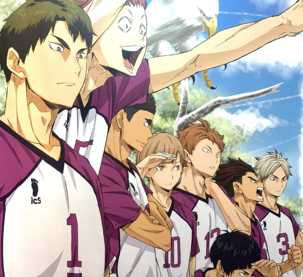 Shiratorizawa, anime volleyball team, bright blue sky, SD Desktop Wallpaper