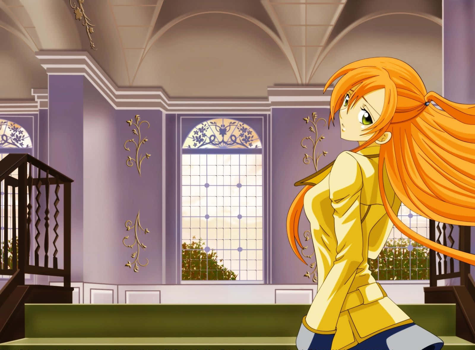 Shirley Fenette, orange hair, yellow coat, HD Desktop Wallpaper