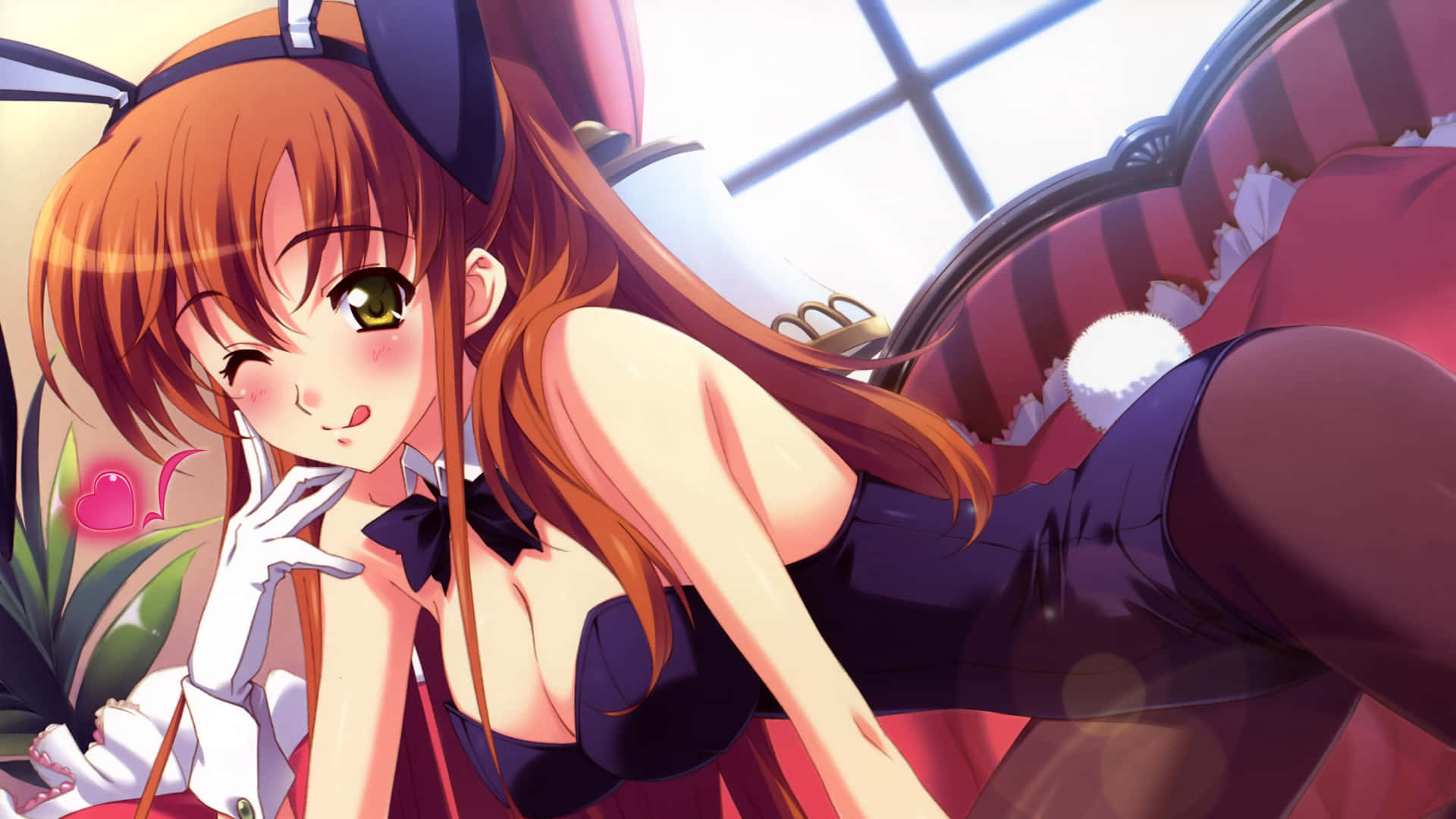 Shirley Fenette, bunny ears, bow, Full HD Desktop Wallpaper