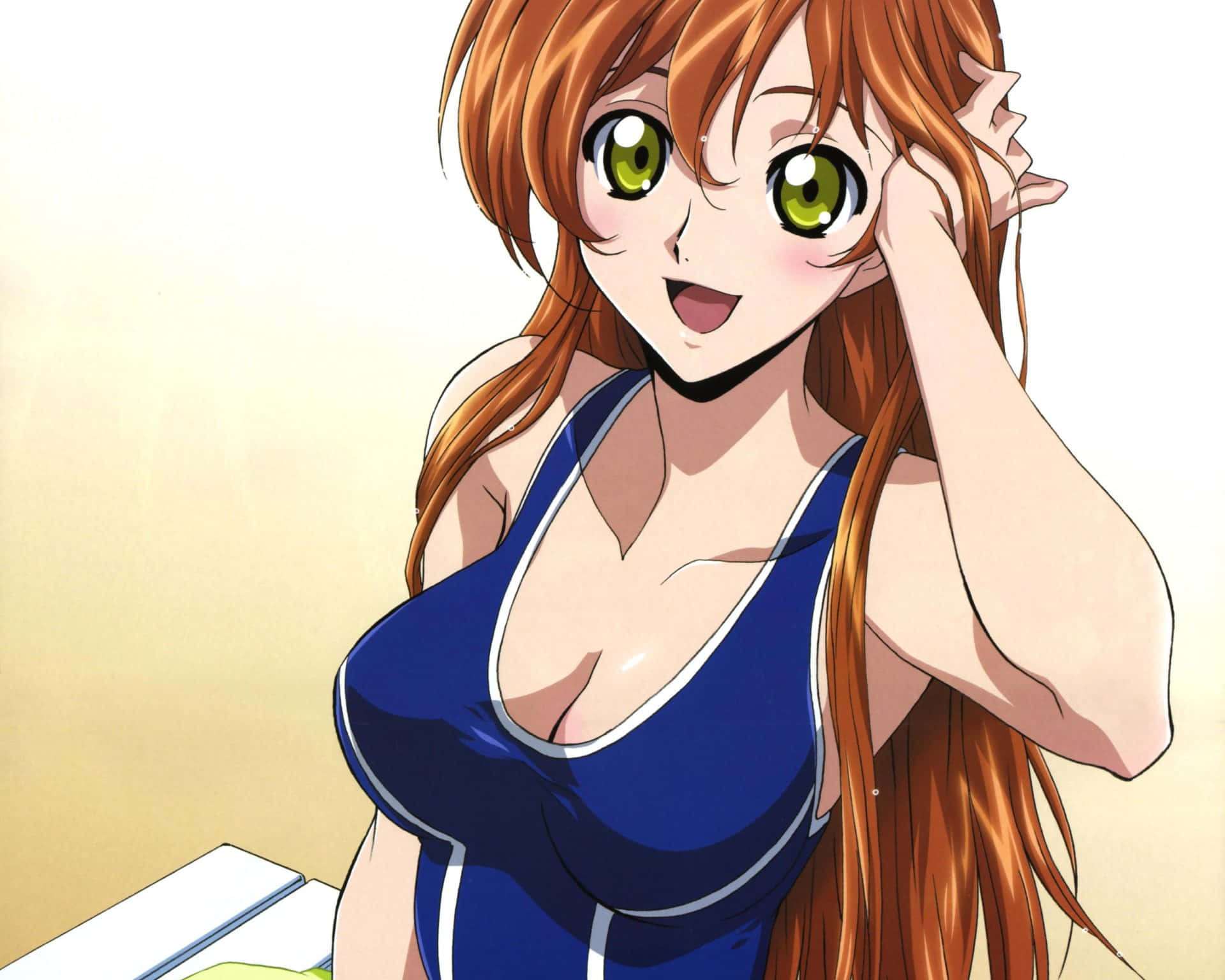 Shirley Fenette, long orange hair, green eyes, Full HD Desktop Wallpaper