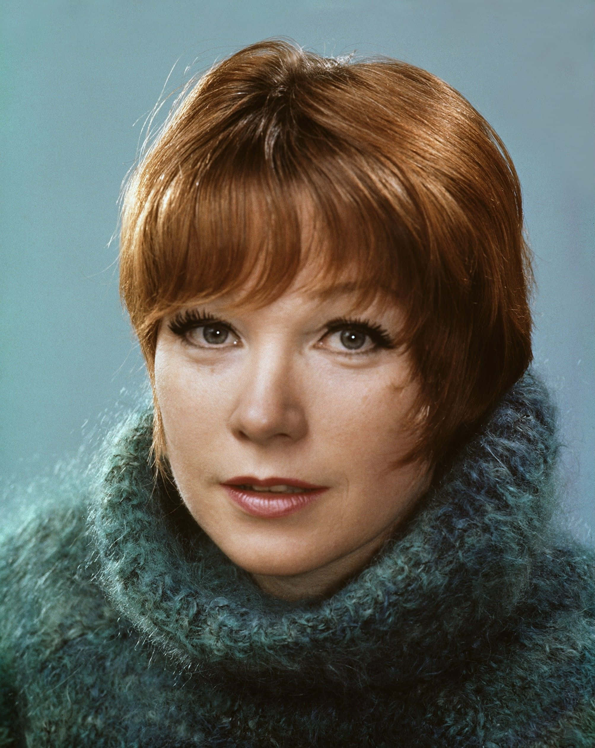Shirley MacLaine, auburn hair, teal fuzzy turtleneck, Full HD Phone Wallpaper