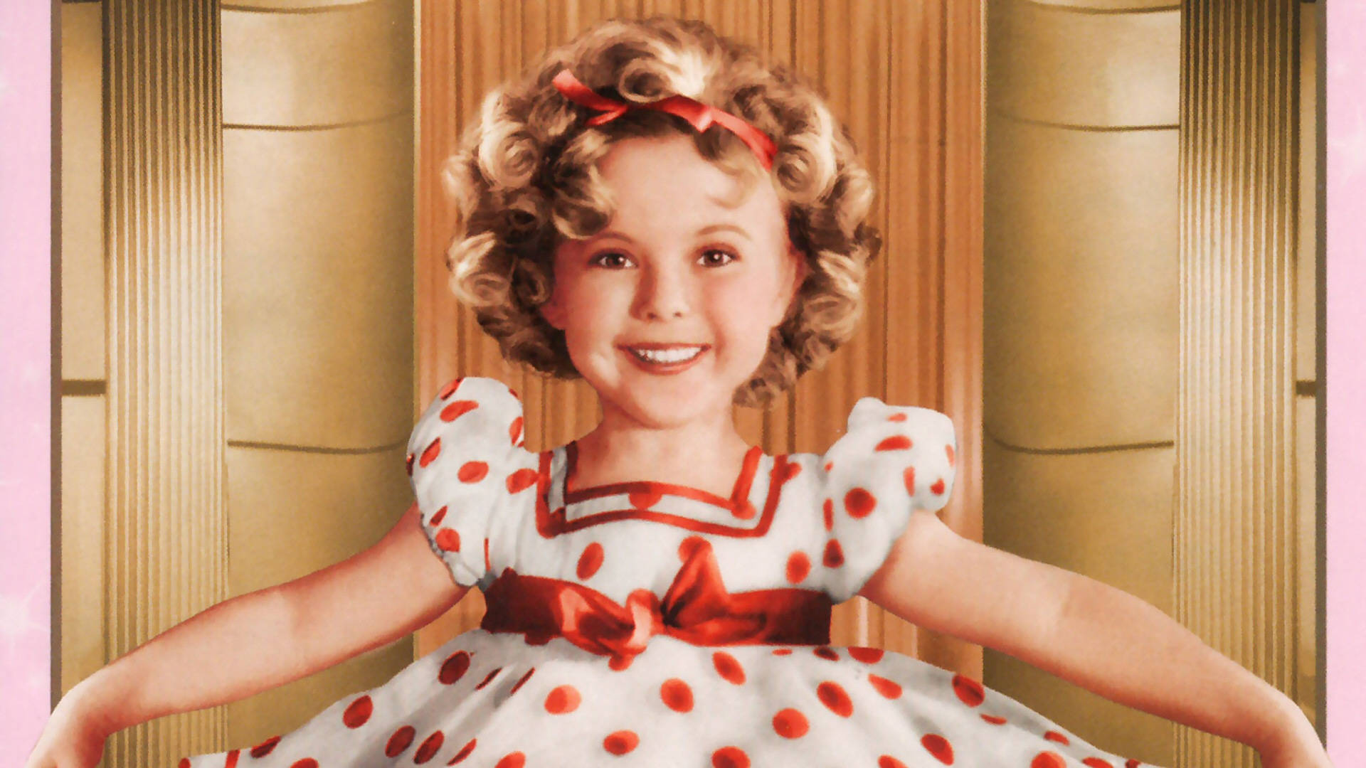 Shirley Temple, polka dot dress, red bow, Full HD Desktop Wallpaper