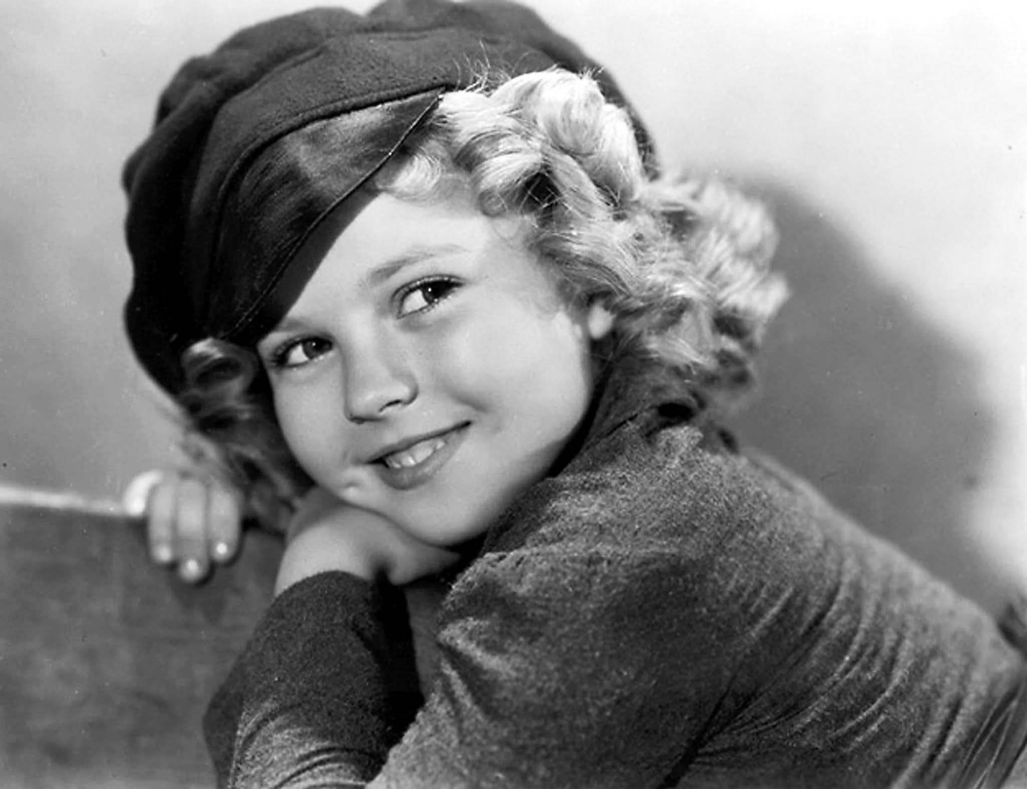Shirley Temple, grayscale, black and white portrait, Full HD Desktop Wallpaper