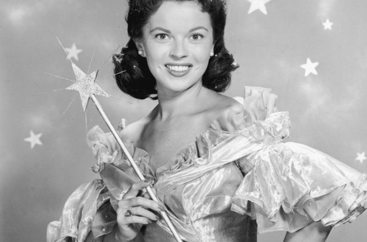 Shirley Temple, ruffled gown, sparkling star-topped wand, HD Desktop Wallpaper