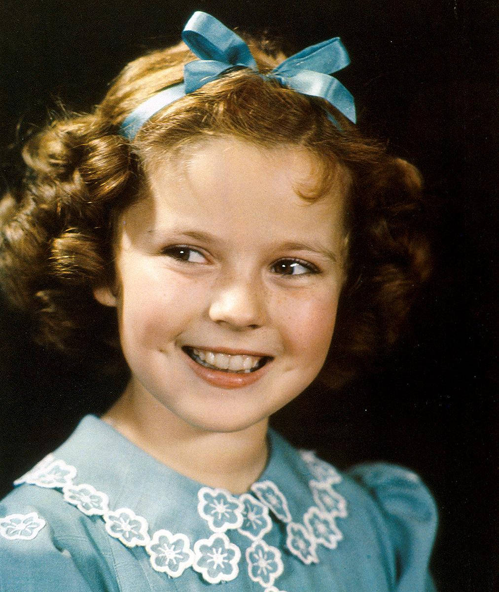 Shirley Temple, blue dress, blue bow, SD Phone Wallpaper