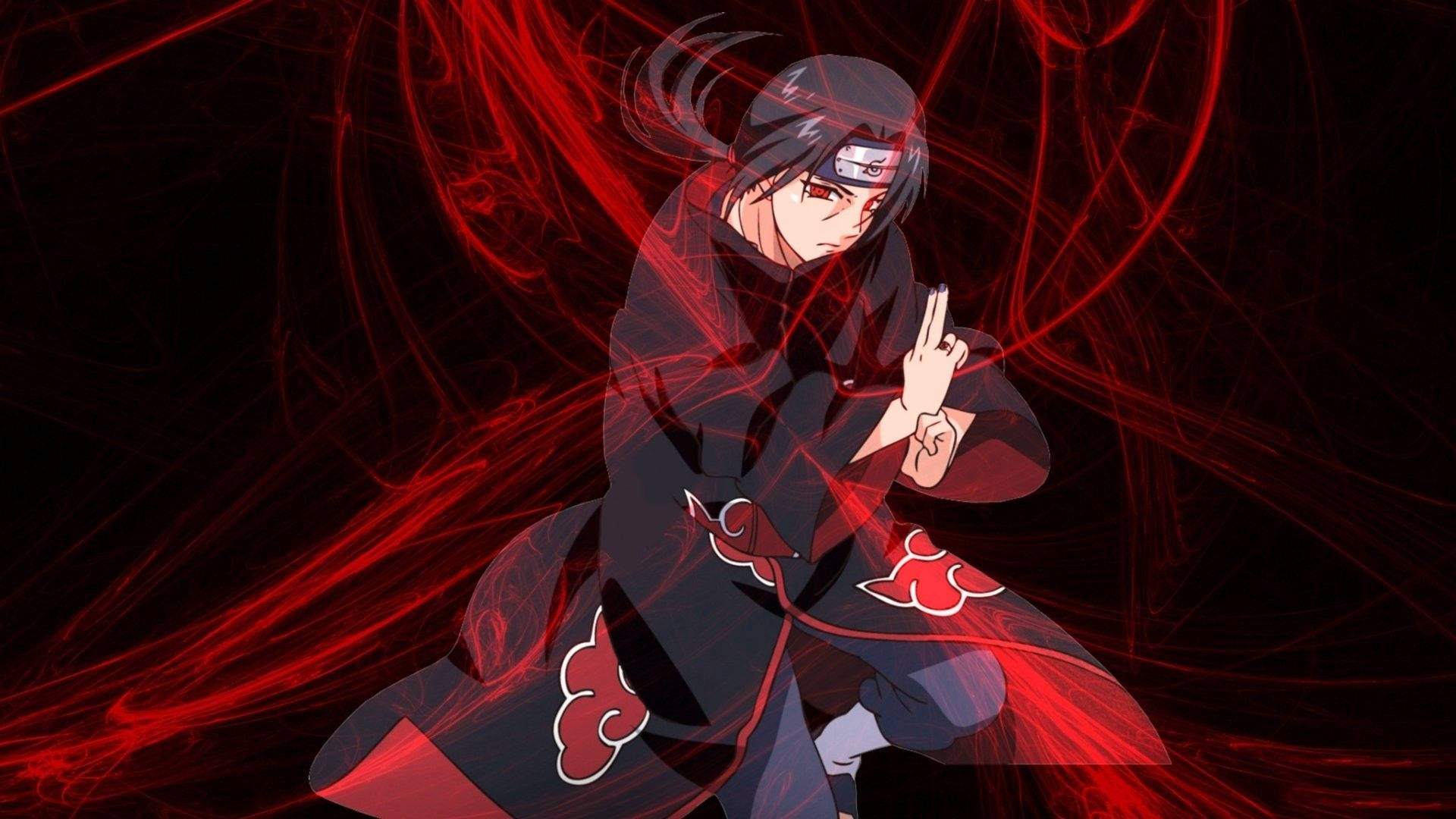 Shisui Uchiha, black cloak, red clouds, Full HD Desktop Wallpaper