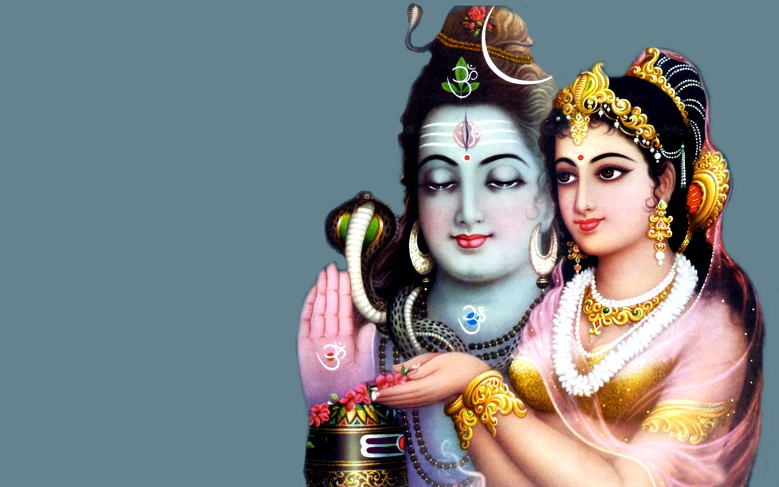Shiv Parvati, ornate traditional attire, serene expressions, HD Desktop Wallpaper