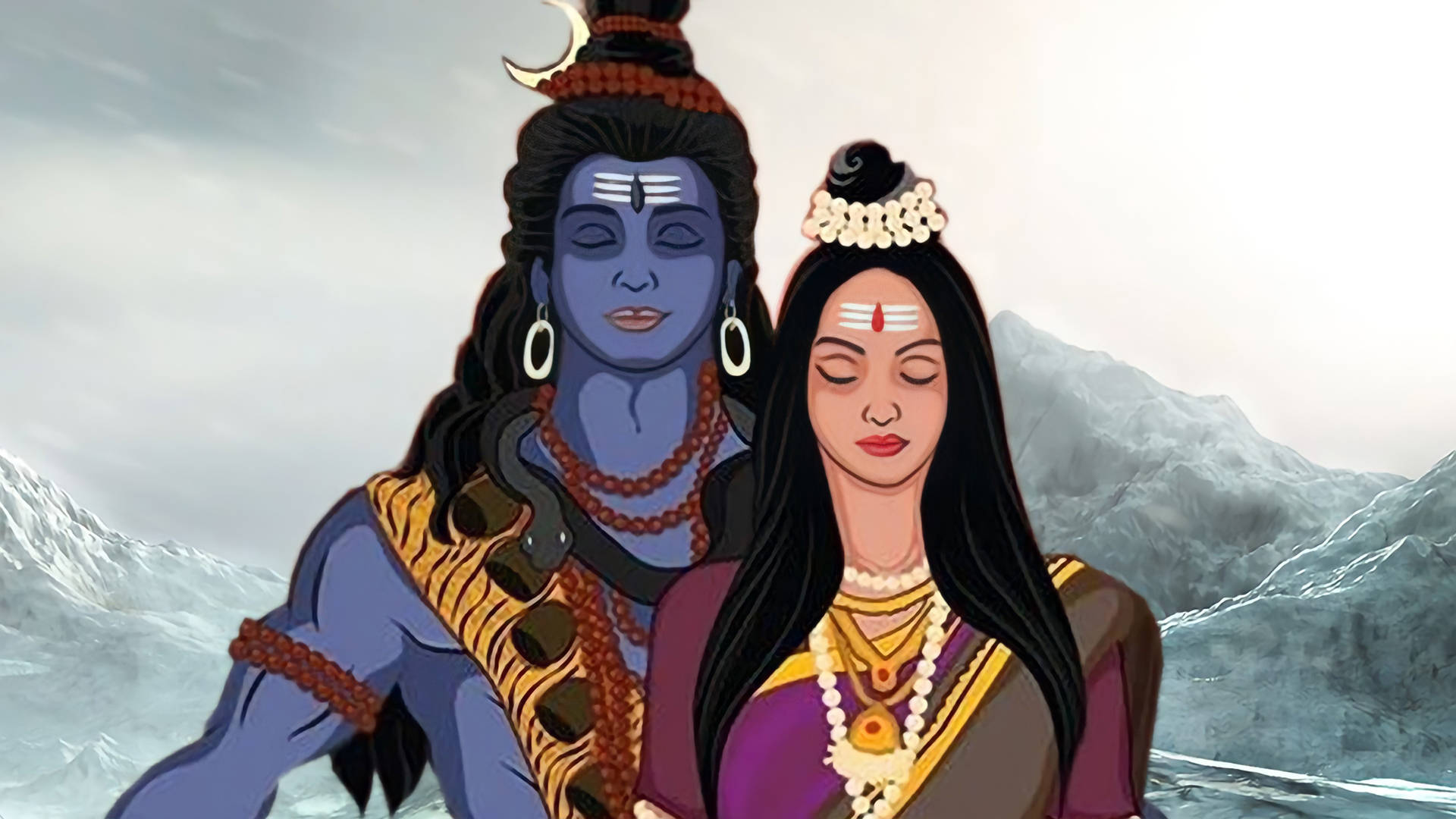 Shiv Parvati HD, blue-skinned Hindu deity Shiva, Parvati, Full HD Desktop Wallpaper