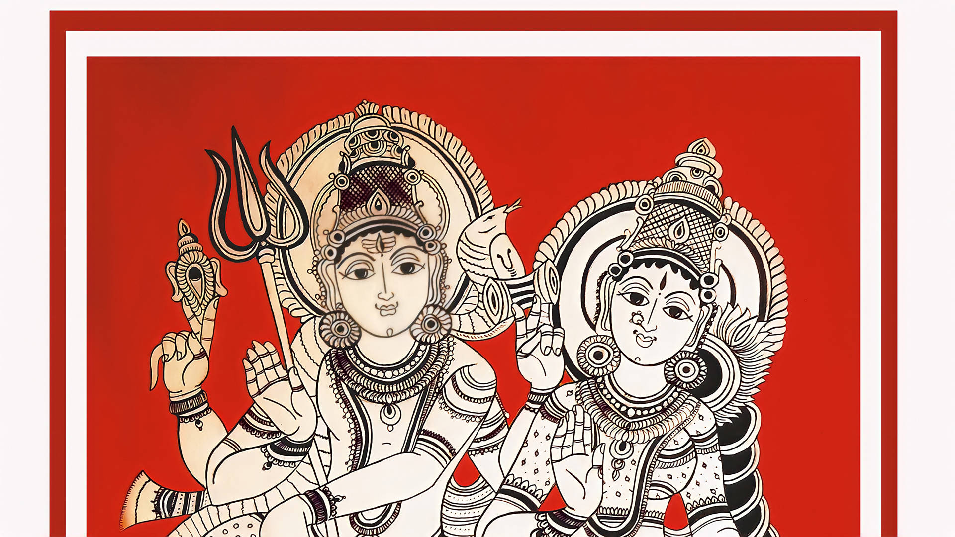 Shiv Parvati HD, red frame, white frame, Full HD Desktop Wallpaper