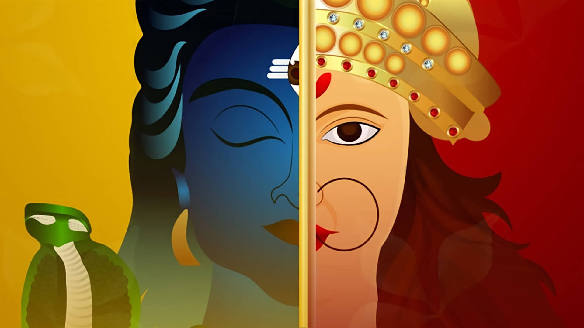 Shiv Parvati, blue-skinned Shiva, cobra, Full HD Desktop Wallpaper
