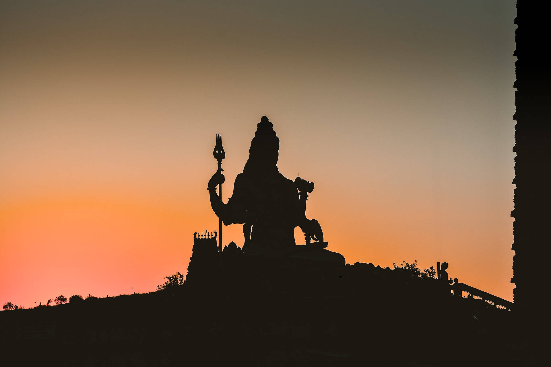 Shiv Shankar, silhouette, Hindu deity statue, Full HD Desktop Wallpaper