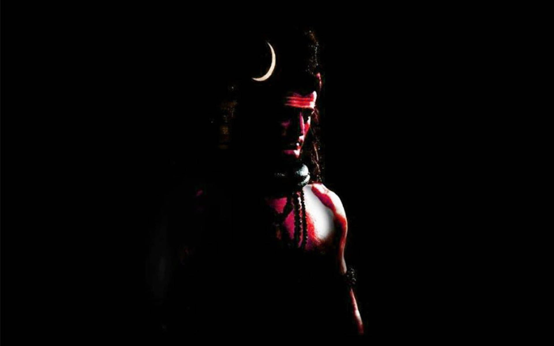 Shiv Shankar, crescent moon crown, red markings, Full HD Desktop Wallpaper