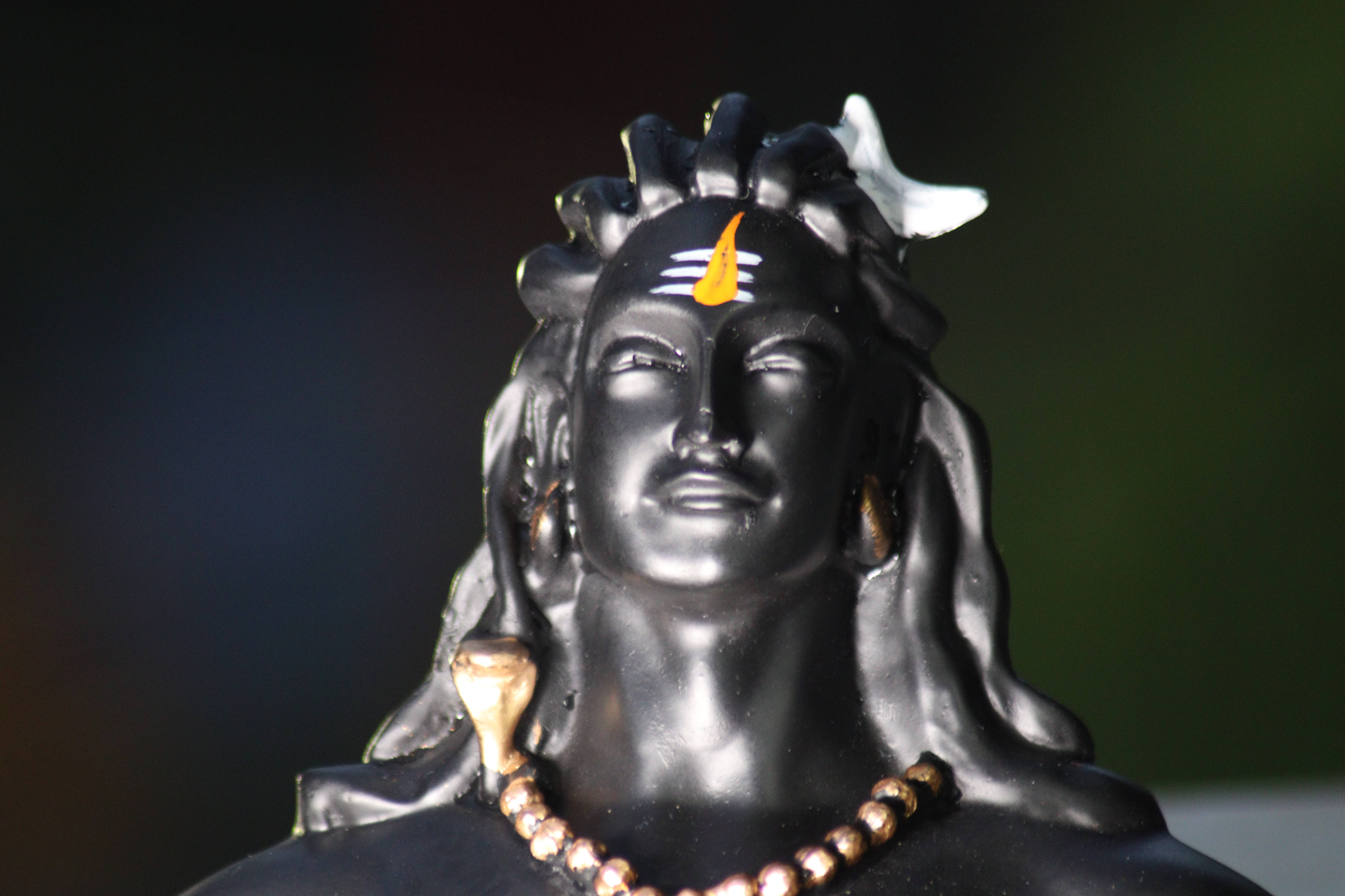 Shiv Shankar, glossy black, closed eyes, 5K Desktop Wallpaper