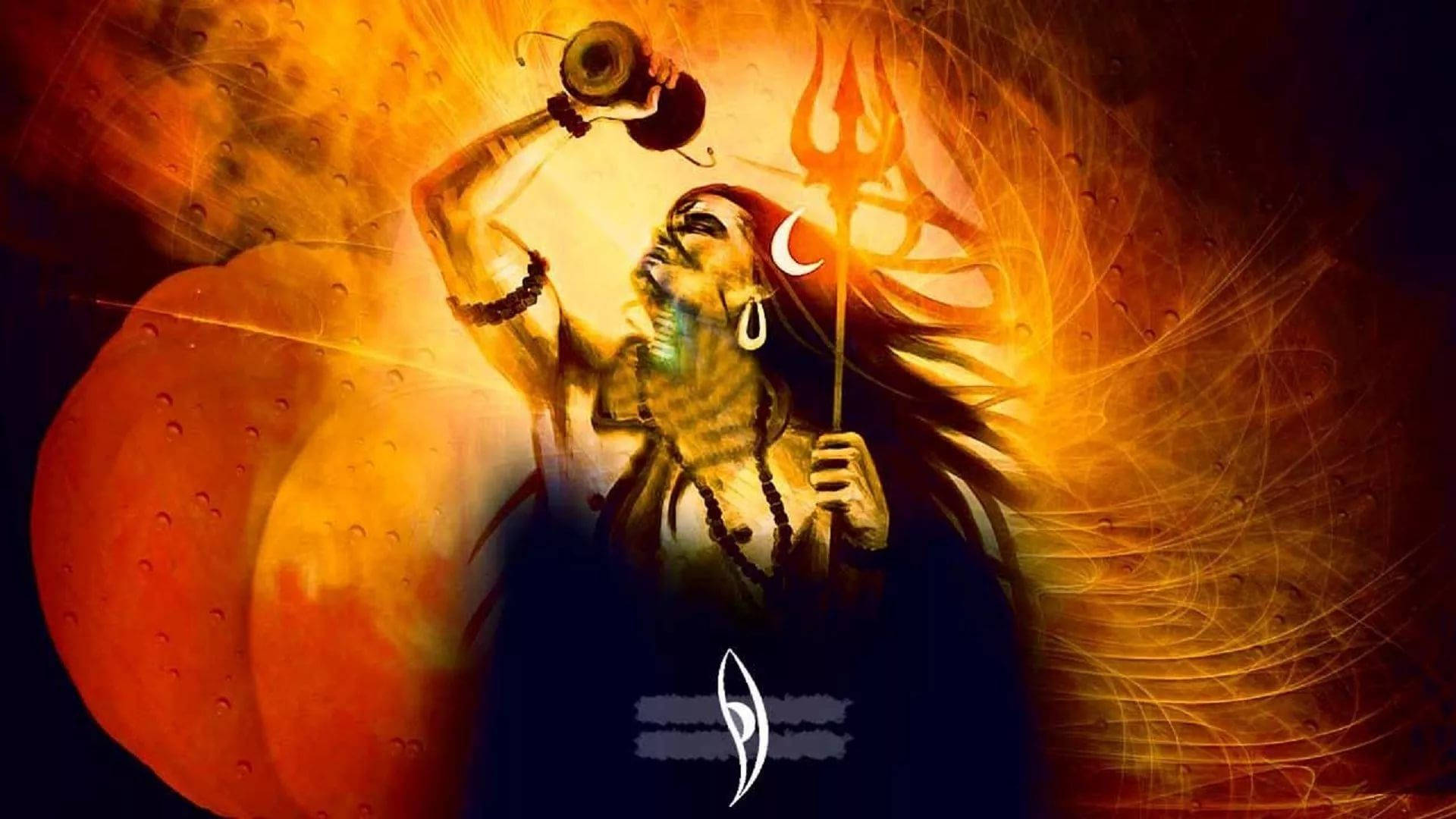 Shiv Tandav, damaru, orange aesthetic, Full HD Desktop Wallpaper