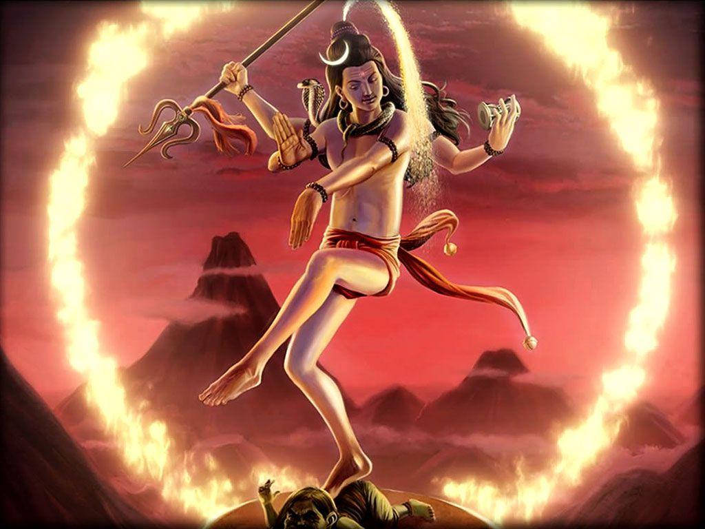 Shiv Tandav, multiple arms, crescent moon crown, SD Desktop Wallpaper