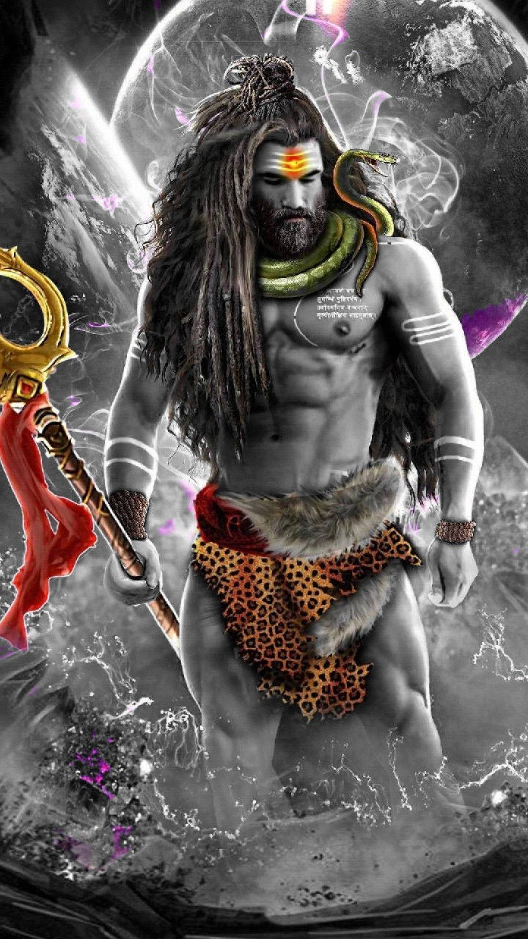 Shiv Tandav, dreadlocks, snake, Full HD Phone Wallpaper