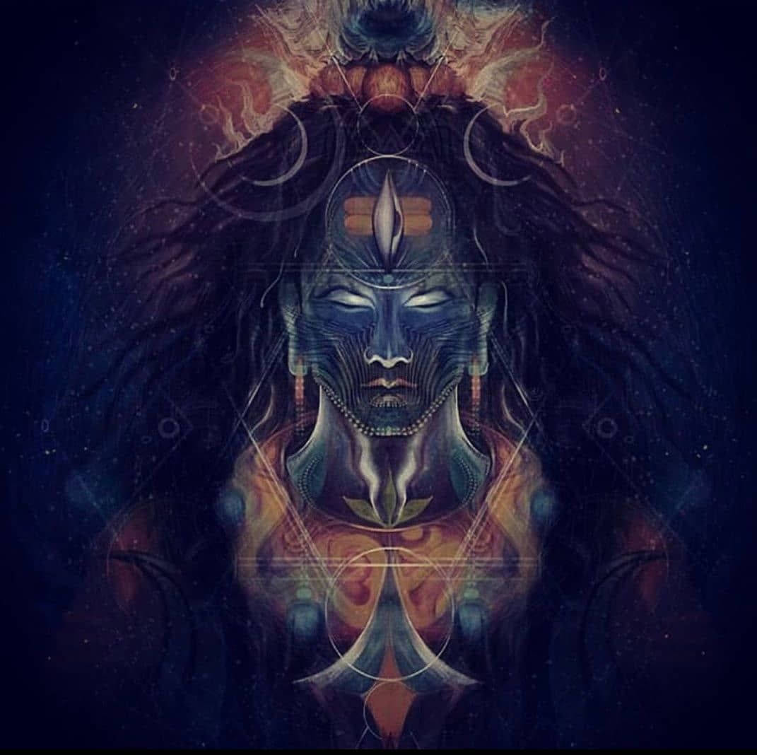 Shiv Tandav, starry night sky, blue skin, SD Desktop Wallpaper
