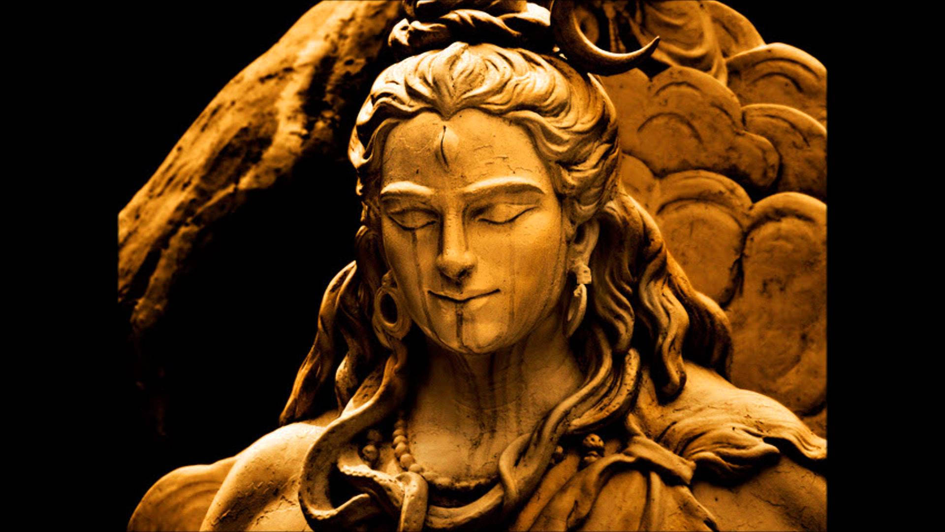 Shiv Tandav, gold aesthetic, stone statue, Full HD Desktop Wallpaper
