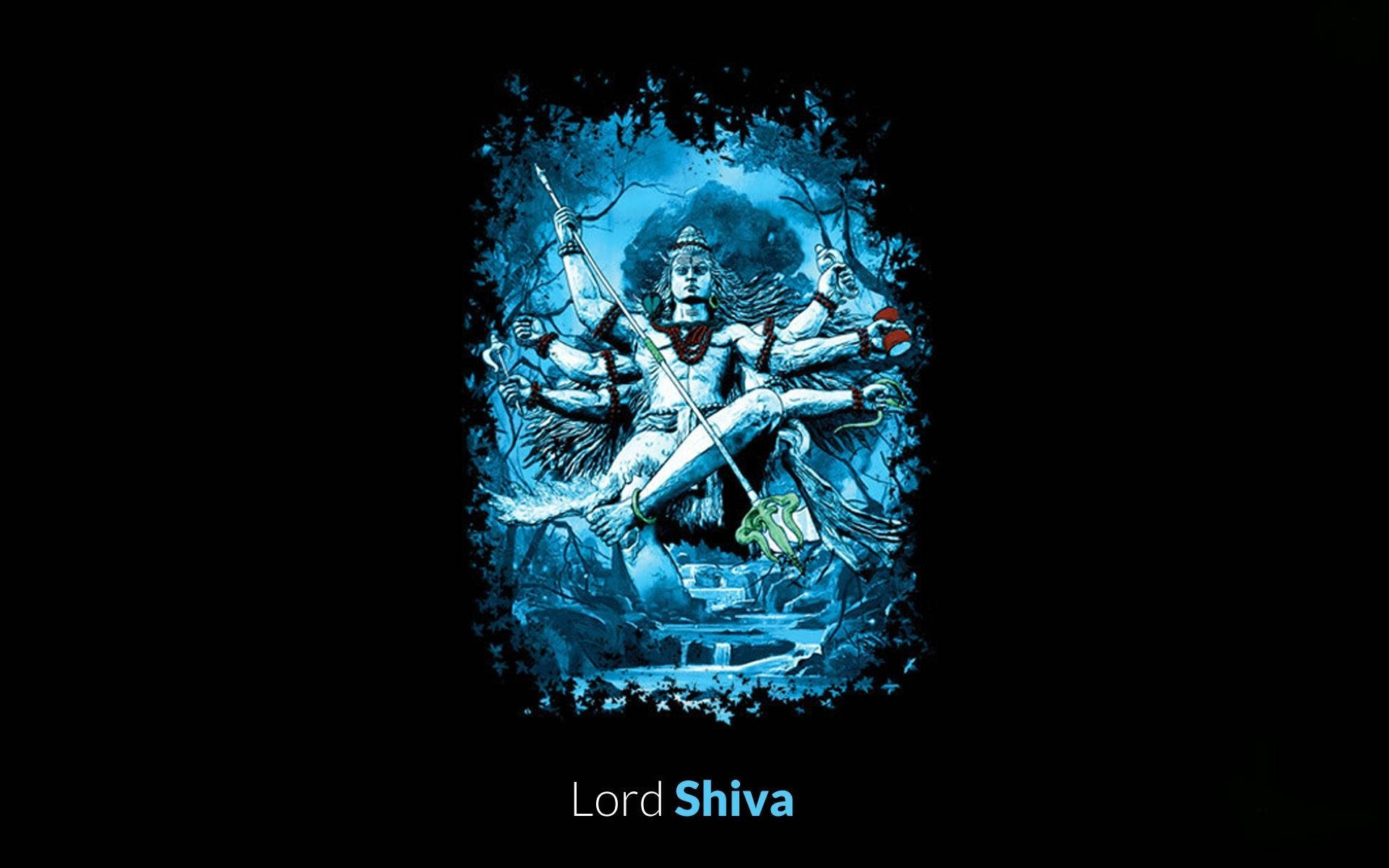 Shiva Black, four-arm, destruction deity, Full HD Desktop Wallpaper