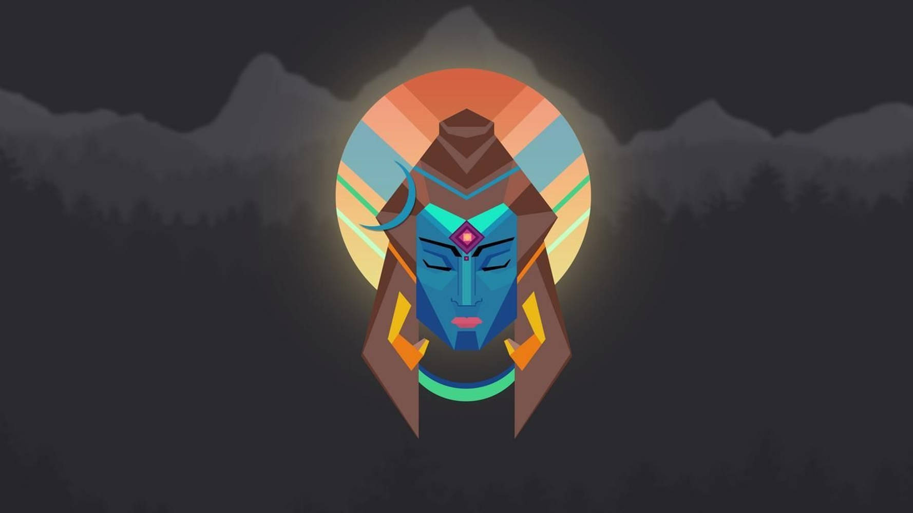 Shiva Black, blue-faced, geometric headdress, HD Desktop Wallpaper