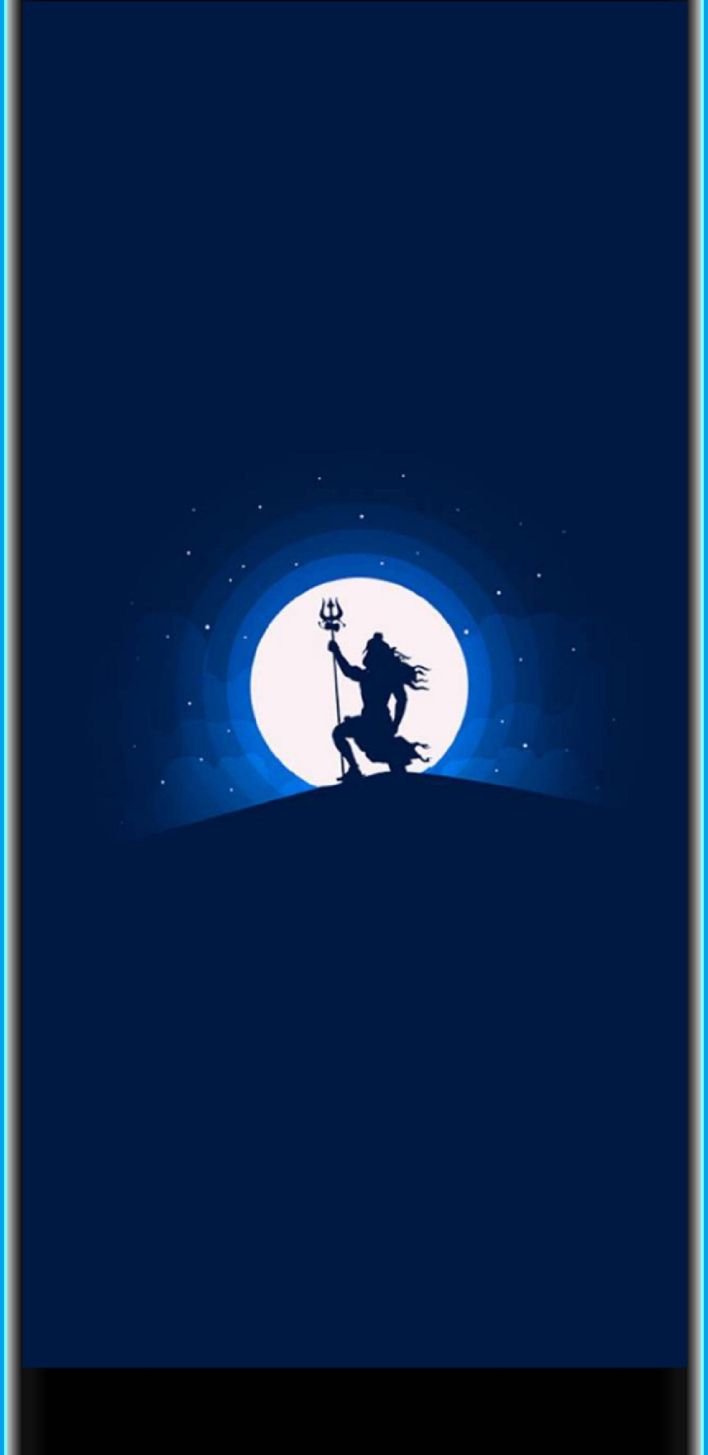 Shiva Black, trident, full moon, 2K Phone Wallpaper