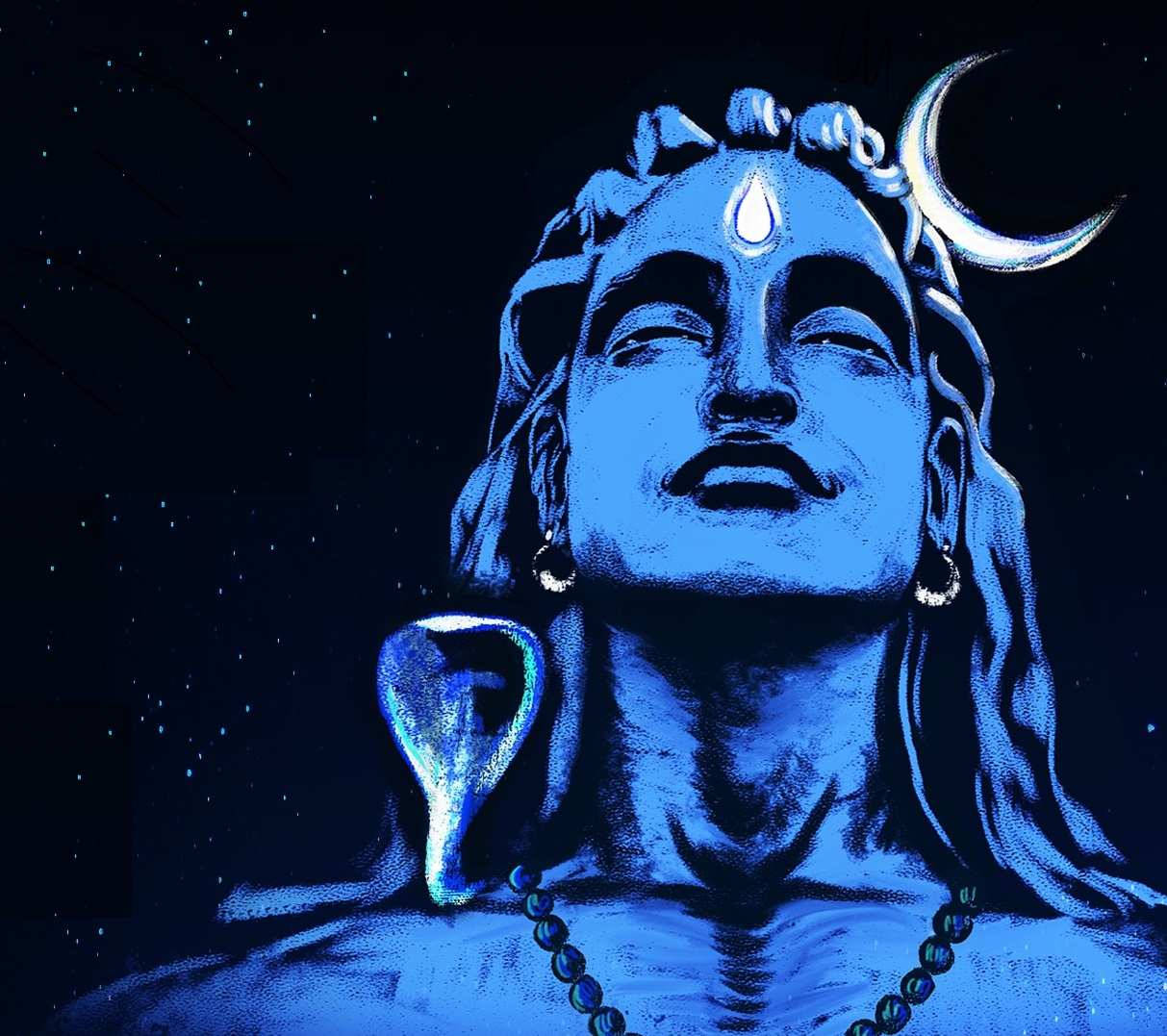 Shiva, crescent moon crown, trident, SD Desktop Wallpaper