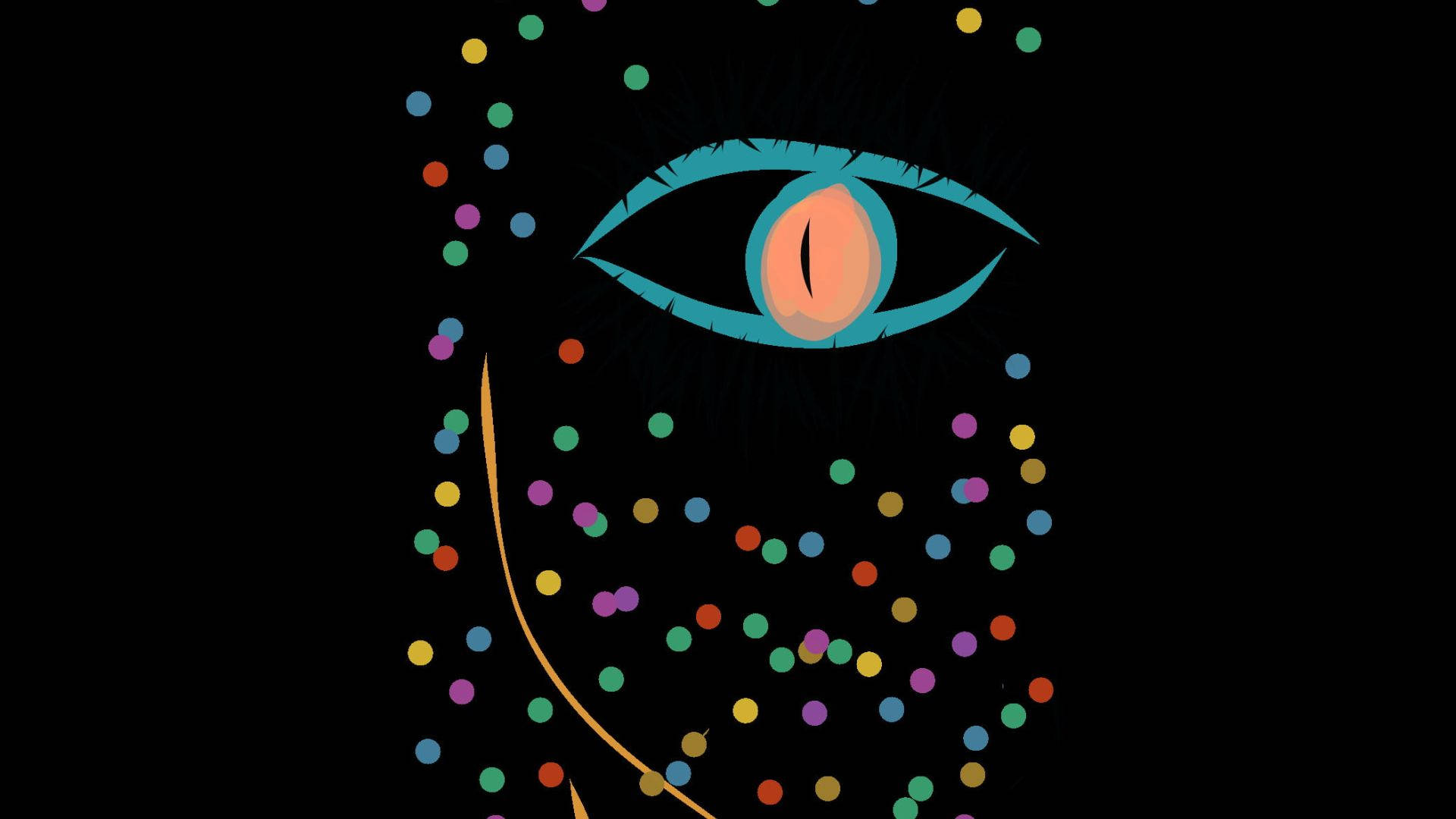 Dark Shiva, peach iris, teal eyeliner, Full HD Desktop Wallpaper