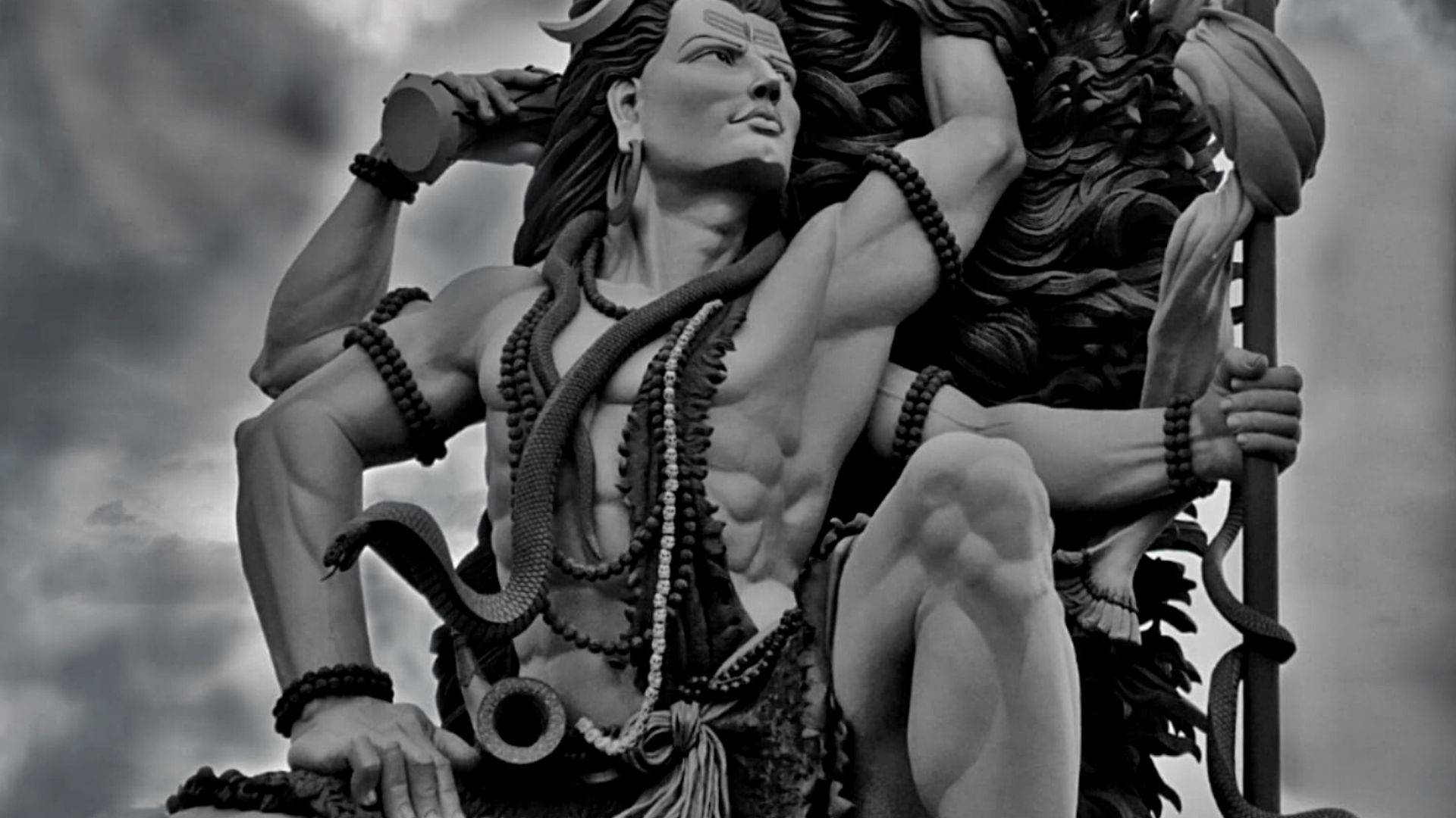 Shiva Black, muscular deity, long hair, Full HD Desktop Wallpaper