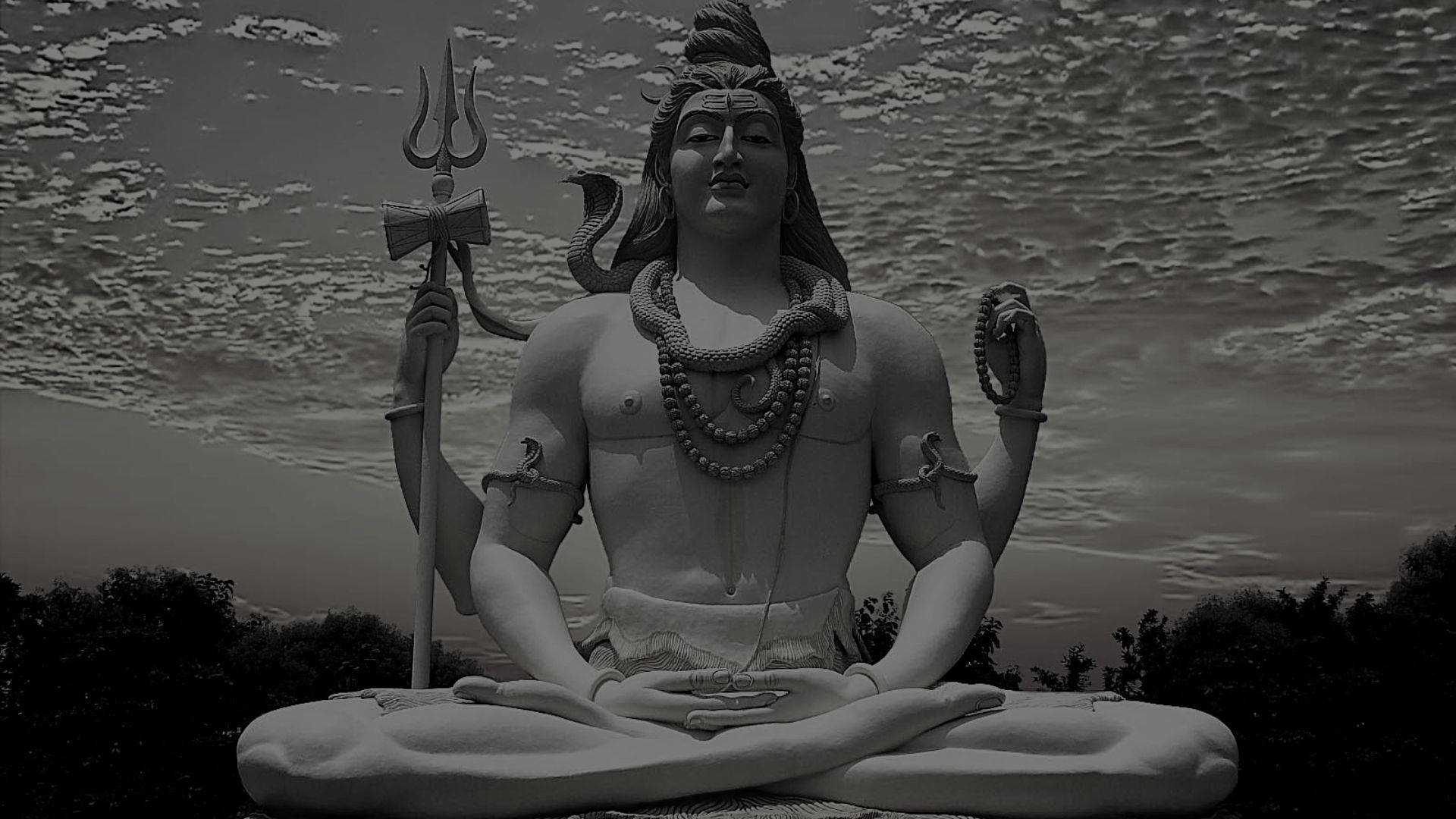 Shiva, meditative pose, trident, Full HD Desktop Wallpaper