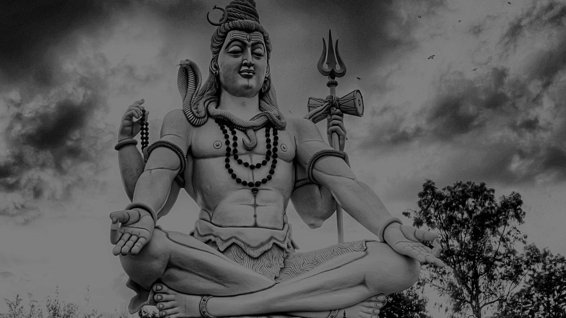 Shiva, meditative pose, trident, Full HD Desktop Wallpaper