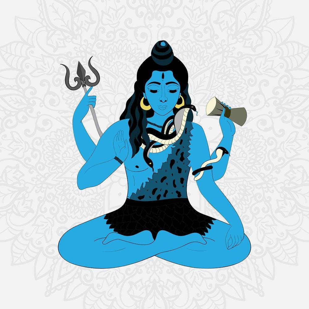 Shiva, blue-skinned, lotus pose, SD Desktop Wallpaper