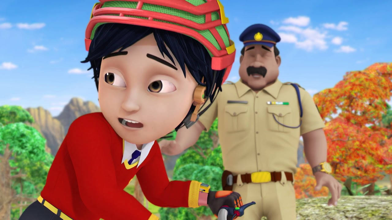 Shiva Cartoon, police officer, red uniform, HD Desktop Wallpaper