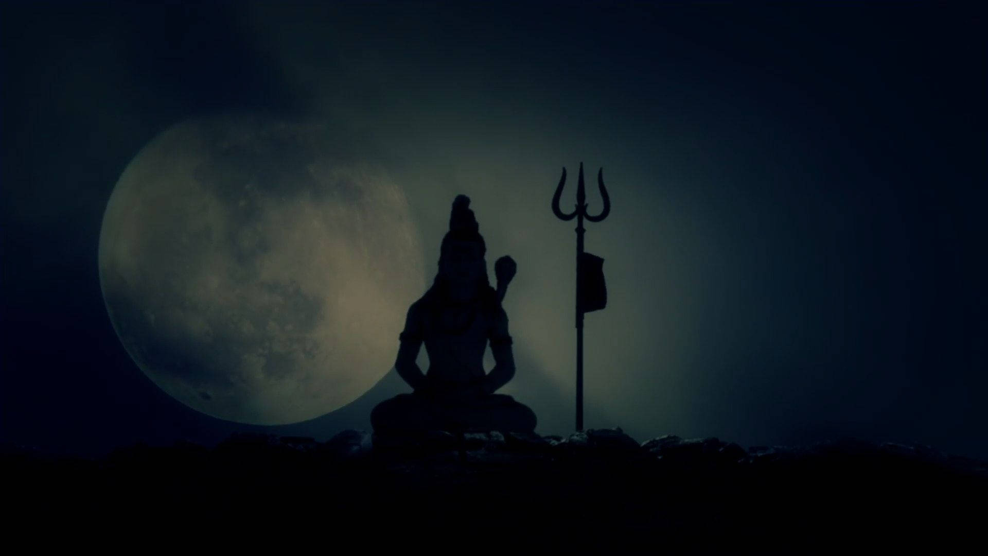 Shiva, full moon, trident, Full HD Desktop Wallpaper