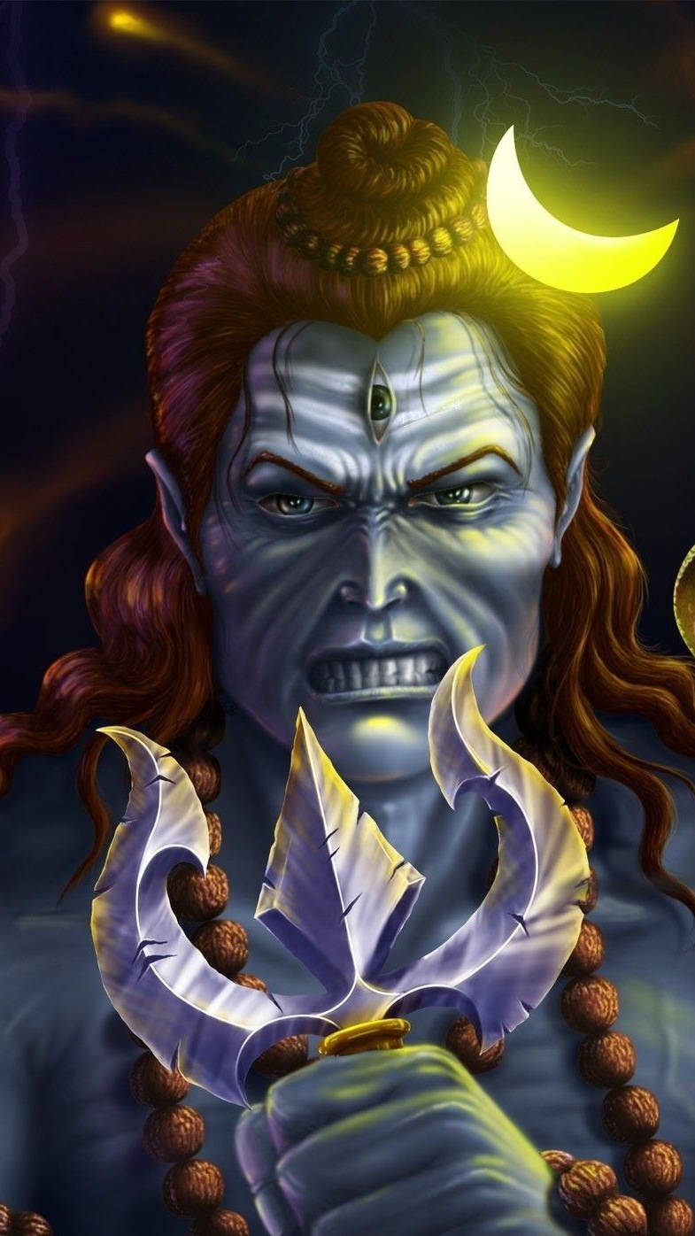 Shiva, blue-skinned, third eye, HD Phone Wallpaper