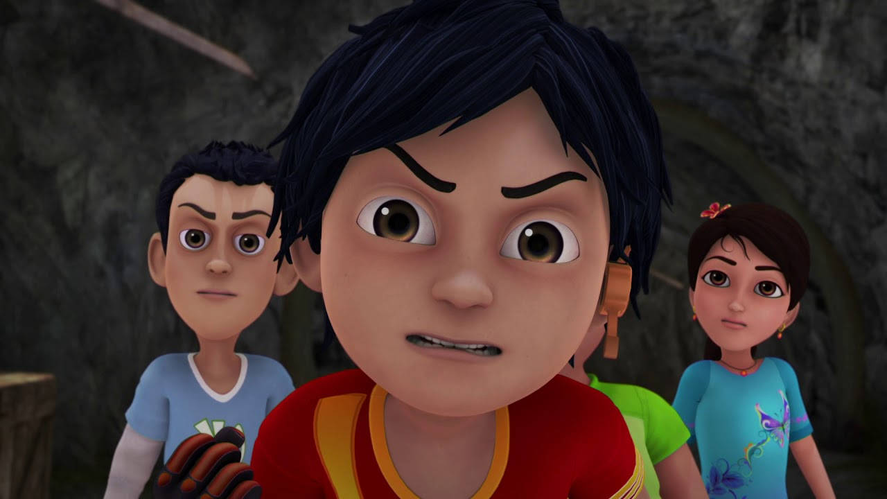 Shiva Cartoon, red shirt, dark cave, HD Desktop Wallpaper
