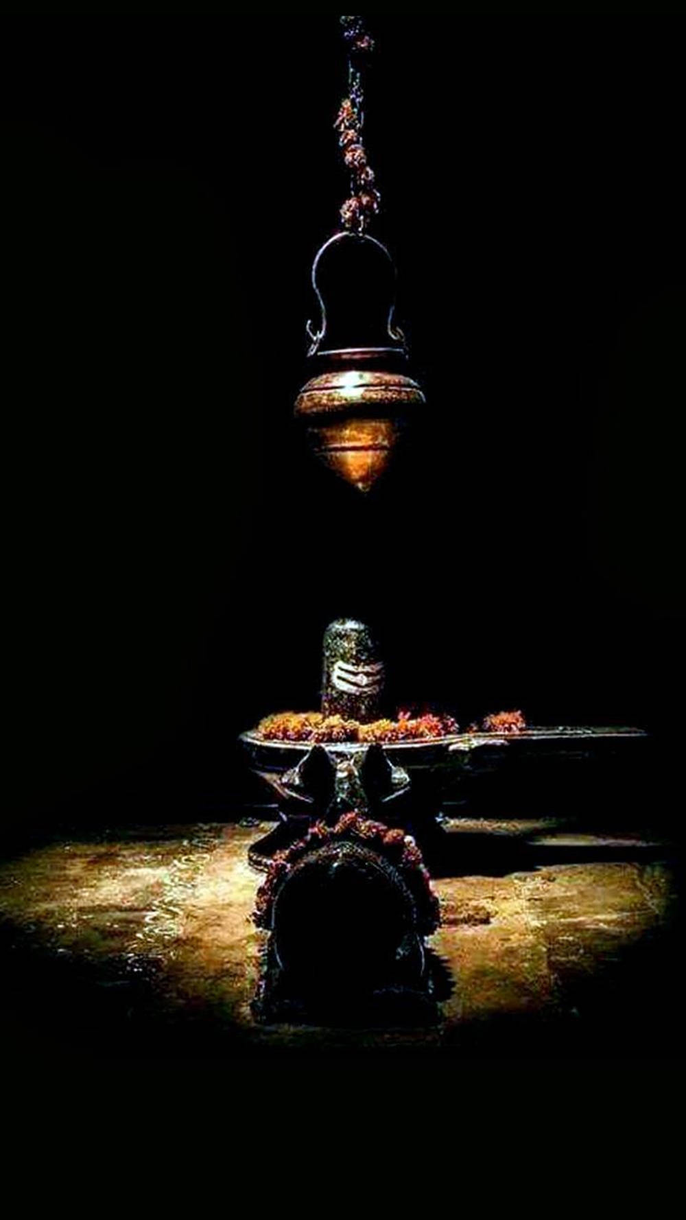 Shiva Lingam, stone, hanging oil lamp, HD Phone Wallpaper