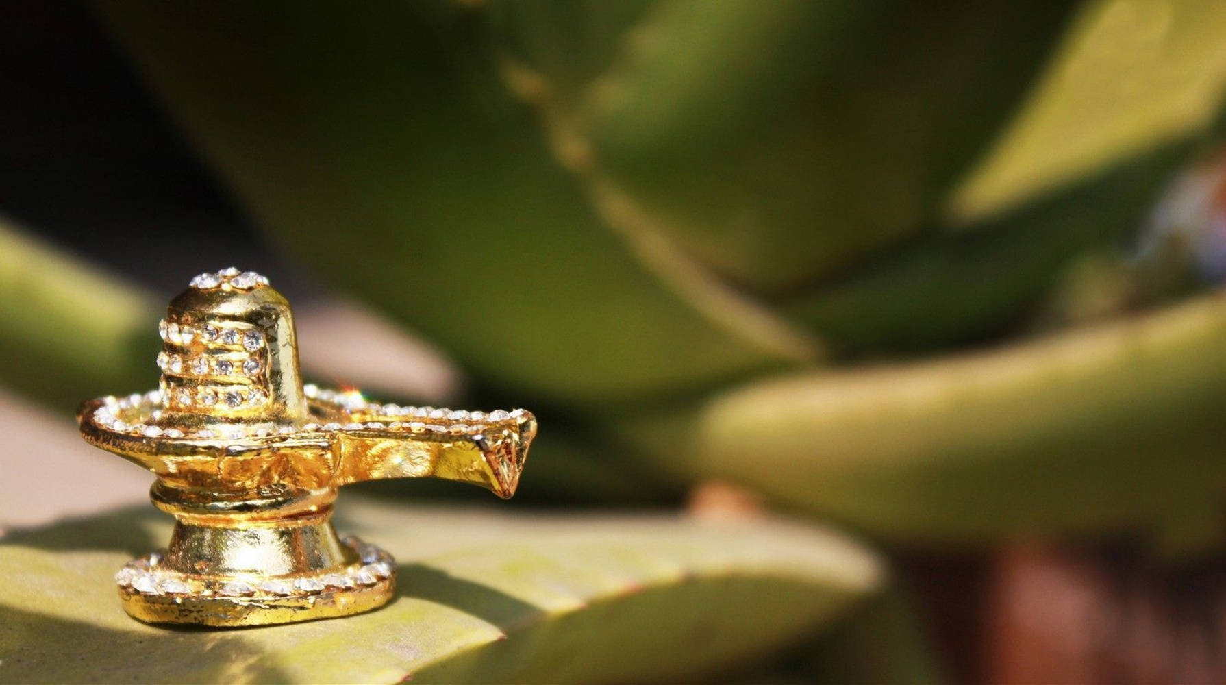 Shiva Lingam, golden, diamonds, HD Desktop Wallpaper