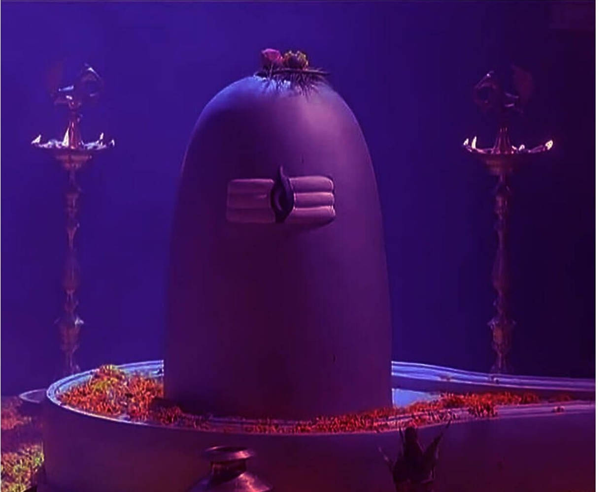Shiva Lingam, dark purple, deep violet light, SD Desktop Wallpaper