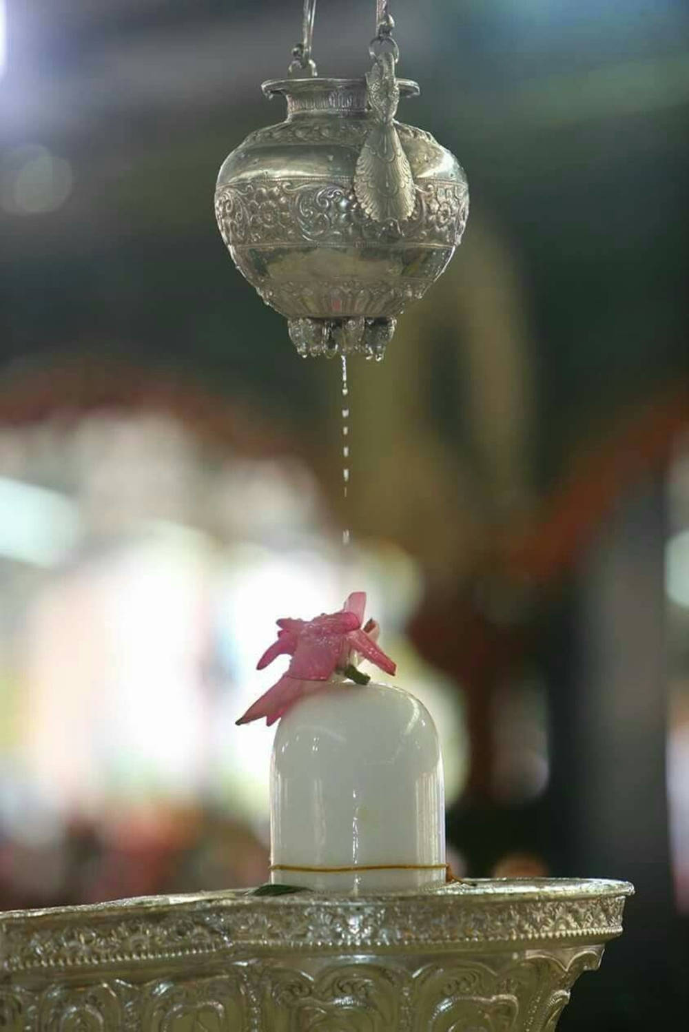Shiva Lingam, silver ornate vessel, white dome, HD Phone Wallpaper