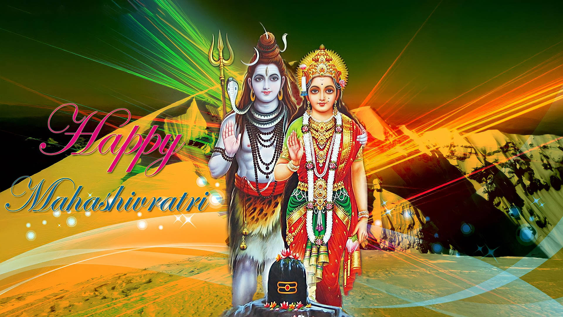 Shiva, Parvati, cosmic background, Full HD Desktop Wallpaper