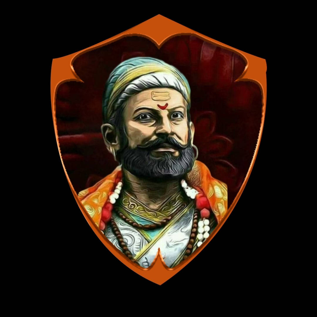 Shivaji Maharaj, orange shield, bearded man, SD Desktop Wallpaper